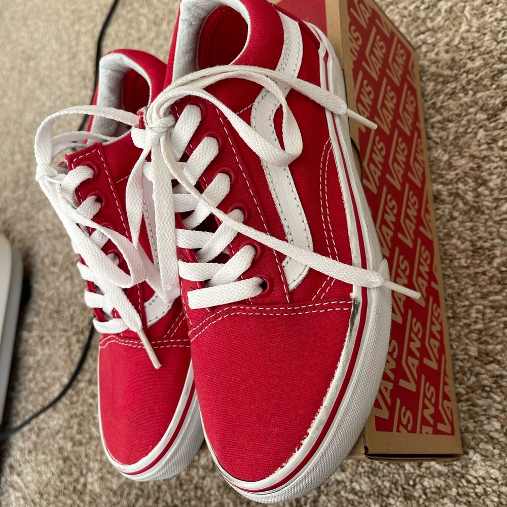 Vans Women’s Old Skool Formula One Racing Red True White Preowned Size 5 View 3